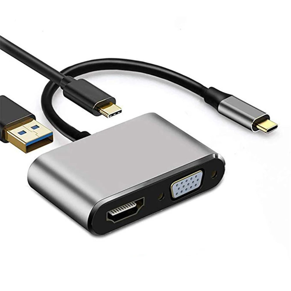 Type-C To HDMI-compatible VGA Converter USB3.0 Adapter 4K for Macbook Mac Air Pro Laptop Monitor PC TV Phone Type C Expander Zpaxo 4 in 1