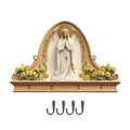 Key Holder Wall Mount Wood Religious Space Saving Hanger 4 Hooks