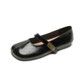 Women Round Toe Soft Sole Single Shoes 2025 Spring Flat One Strap Zpaxo 993-8 Black 35 China Mainland