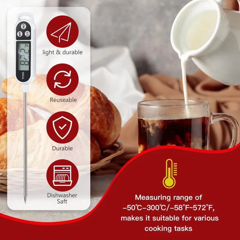 Food Thermometer Probe Type Electronic Kitchen Digital Thermometer for Meat Milk Cooking Food BBQ TP300 Temperature Gauge Tool Zpaxo