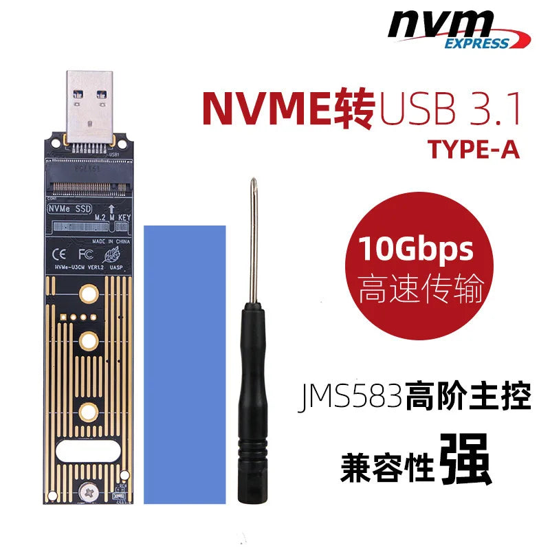M.2 NVME SSD to USB 3.1 Adapter PCI-E to USB-A 3.0 Internal Converter Card JMS583 Chip 10Gbps USB3.1 Gen 2 for PCI-E/M.2 SSD Zpaxo