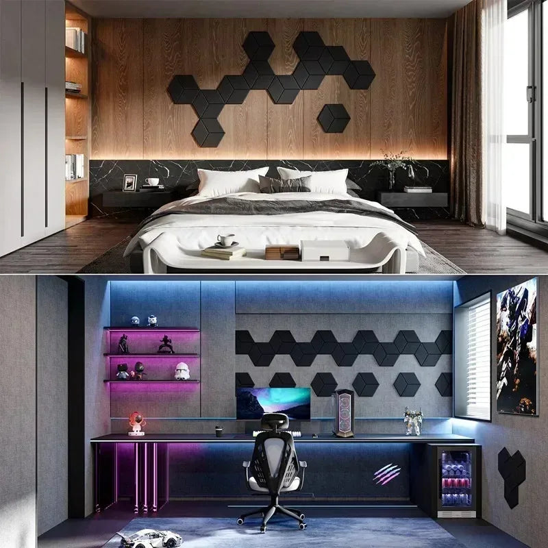 Self-adhesive Hexagonal Acoustic Panels Foam Y-shaped Liner Design