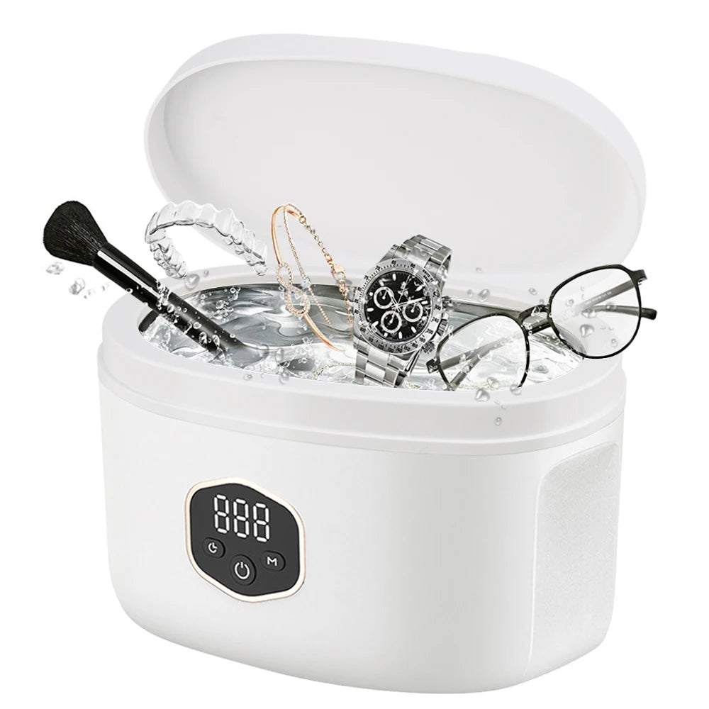 600ML Ultrasonic Cleaner Jewelry Parts Glasses Denture False Teeth Watch Washing Machine Portable Zpaxo 200932 EU