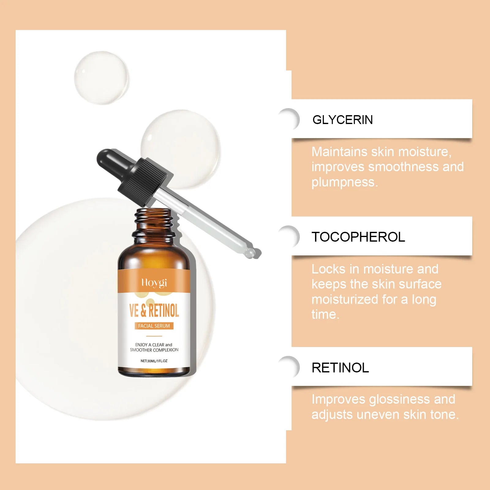 Hoygi Retinol & Vitamin E Face Serum – Anti-Aging Brightening Retinol Face Serum Zpaxo