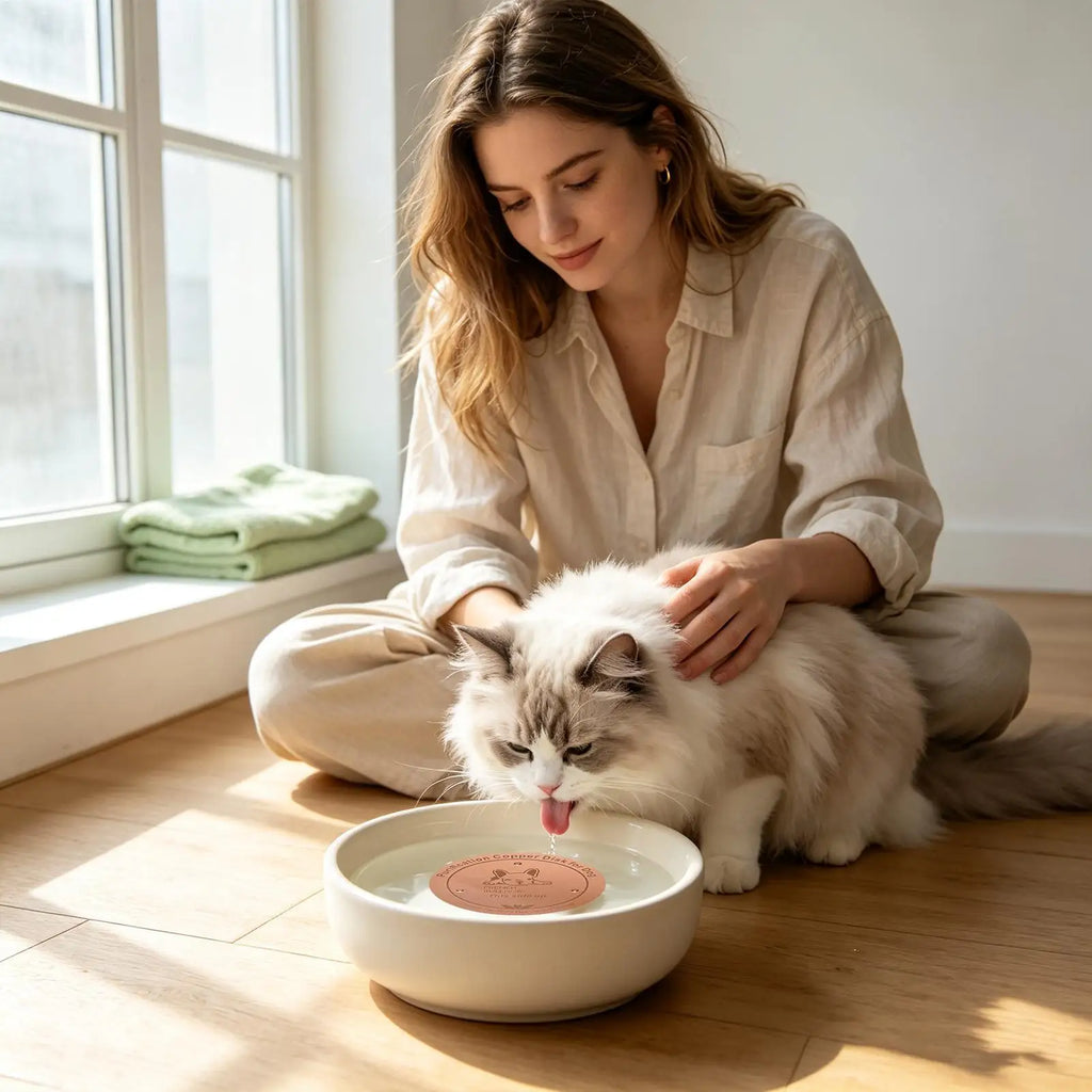 Copper Disk Dog Water Bowl Round Thick Cleaning Dispenser