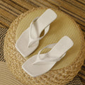 Summer New Soft Leather Square Toe Cat with Flip-flops Women Fashion Thin Belt Thin Heel Soft Sole Flip-flops Zpaxo 41 WHITE