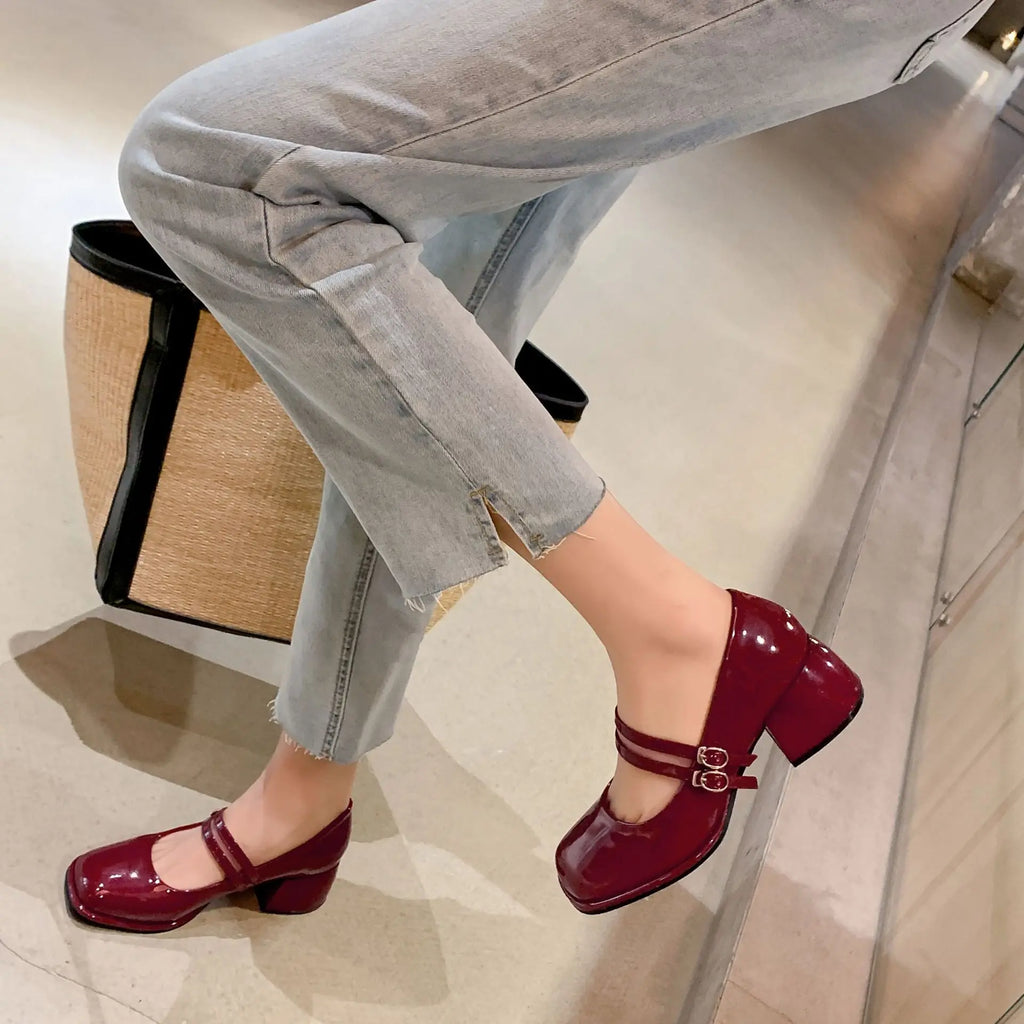 High Heels for Women 2025 Spring and Autumn Casual Mary Jane Shoes for Women Retro High Heels for Women Plus Size Women's Shoes Zpaxo