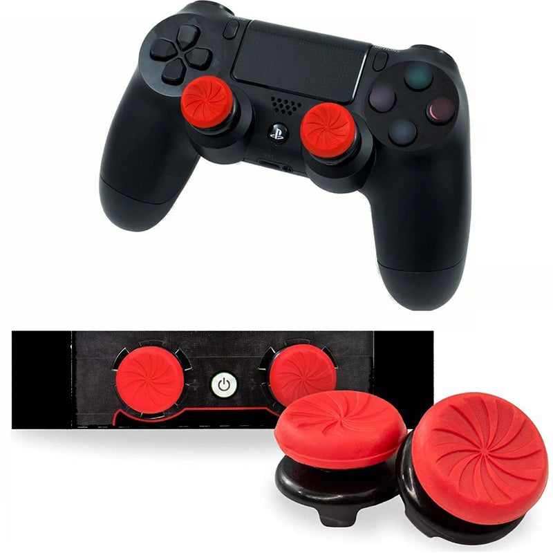 1 Pair Thumb Sticks Grips Rocker Stick Extenders Caps For PS4 / PS5 Controller Silicone Joystick Covers Accessories Kit Set Pack Zpaxo Red