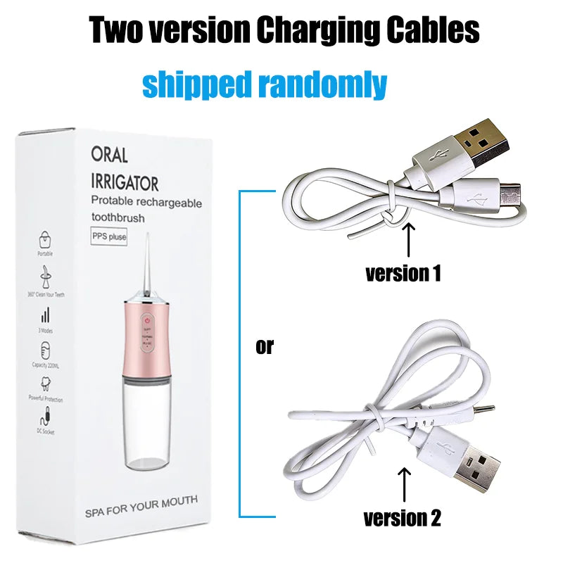 Portable Smart Electric Oral Irrigator 4 Jets 3 Modes USB Rechargeable Cordless Water Flosser Jet Irrigator Dental Teeth Cleaner Zpaxo