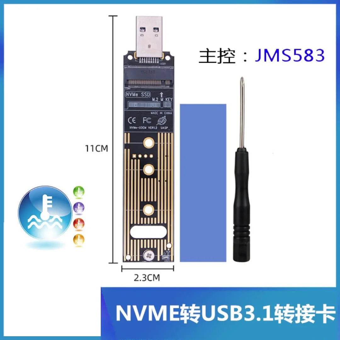 M.2 NVME SSD to USB 3.1 Adapter PCI-E to USB-A 3.0 Internal Converter Card JMS583 Chip 10Gbps USB3.1 Gen 2 for PCI-E/M.2 SSD Zpaxo