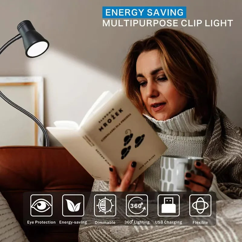 POCKETMAN Dimmable LED Clip Desk Lamp – 3 Colors, USB
