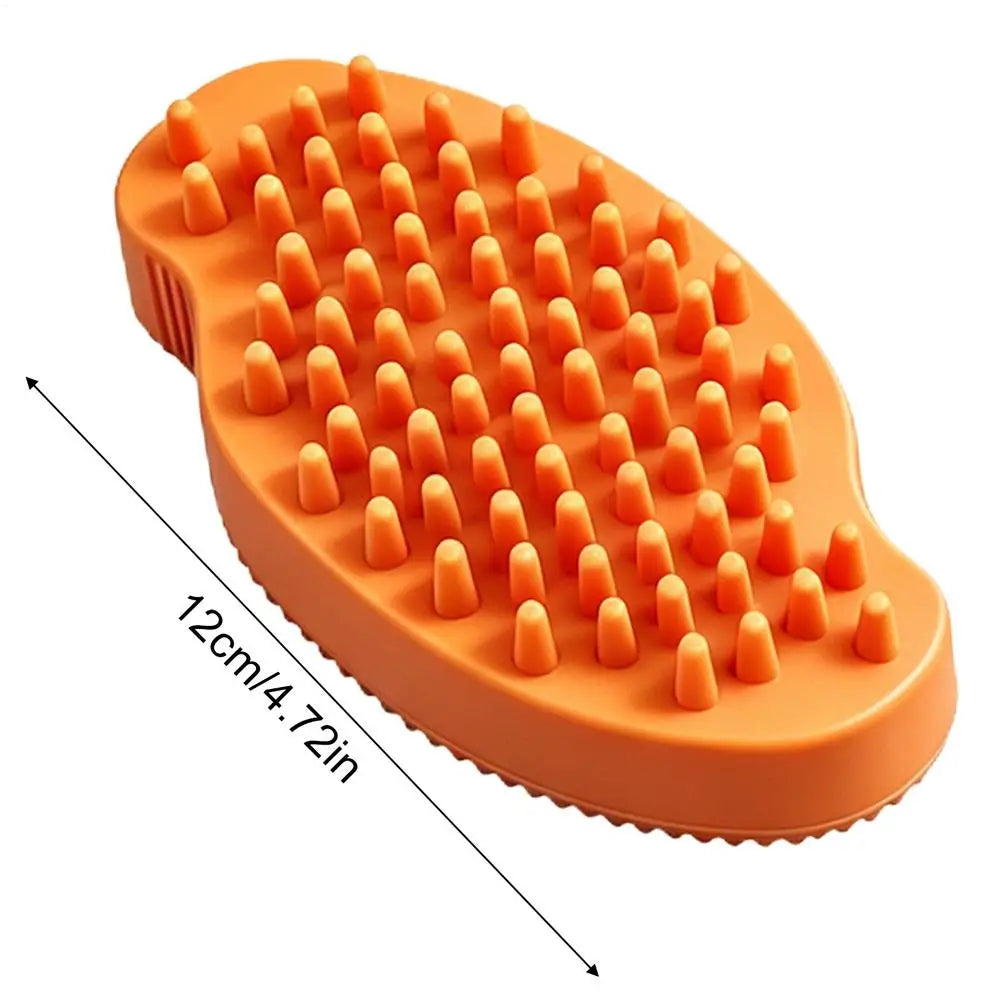 Double-Sided Rubber Pet Bath Brush – Cat & Dog Grooming Comb Pet Grooming Brush Zpaxo Orange