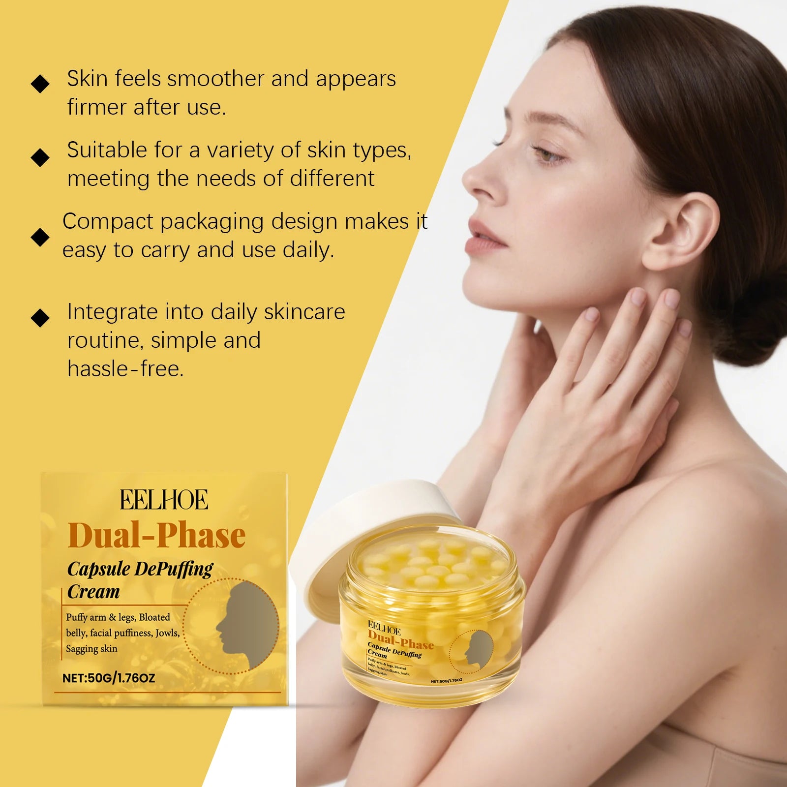 Dual Effect Capsule Care Cream Firming Moisturizer for Face and Body Winter Skincare Holiday Gift Set with Deep Hydration 50g Zpaxo