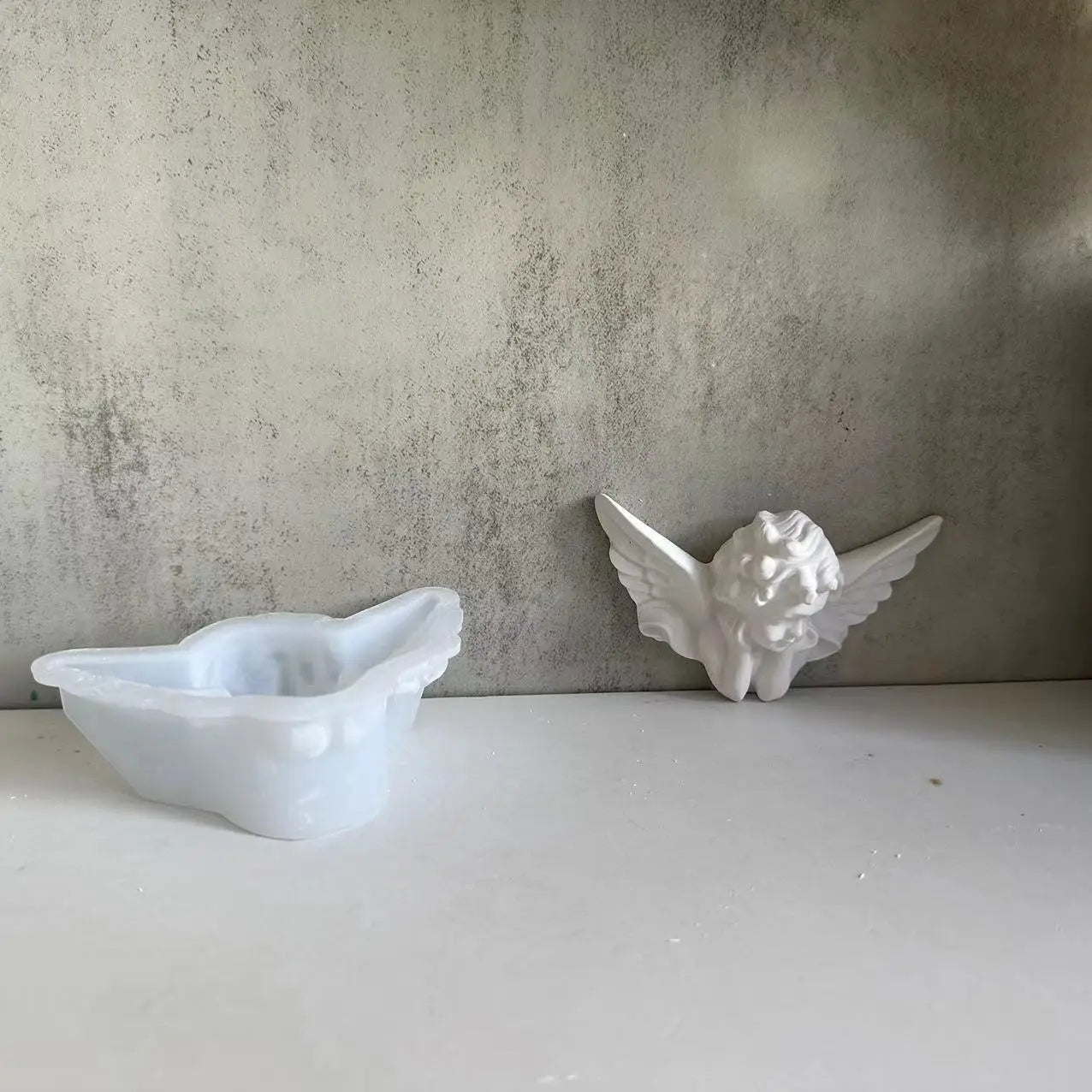 3D Angel Wings Silicone Mold – Plaster, Resin & Cement DIY Craft Silicone Mold Zpaxo White