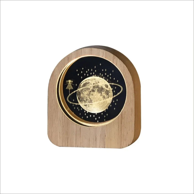 Creative Wooden Luminous Base 3D Carved Crystal Ball Desktop Decoration Gift Small Night Light Bedside Office Decoration Gift Zpaxo