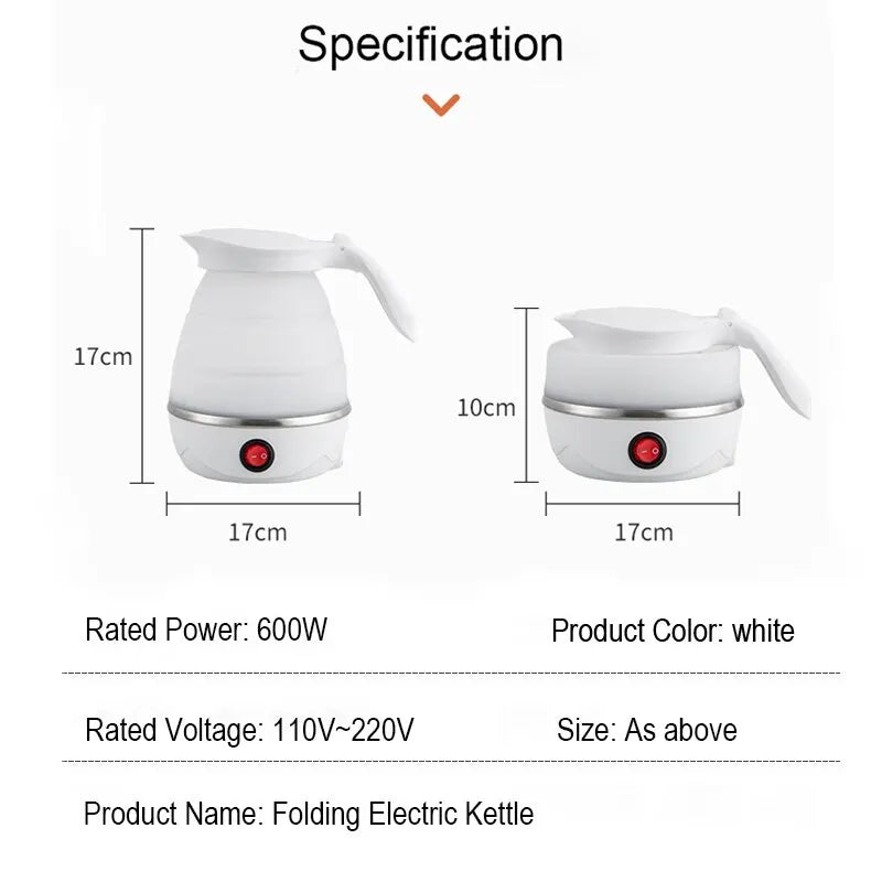 Foldable And Portable Teapot Water Heater 600ML Household Travel Electric Water Kettle 220V Kitchen Appliances Water Boiling Pot Zpaxo