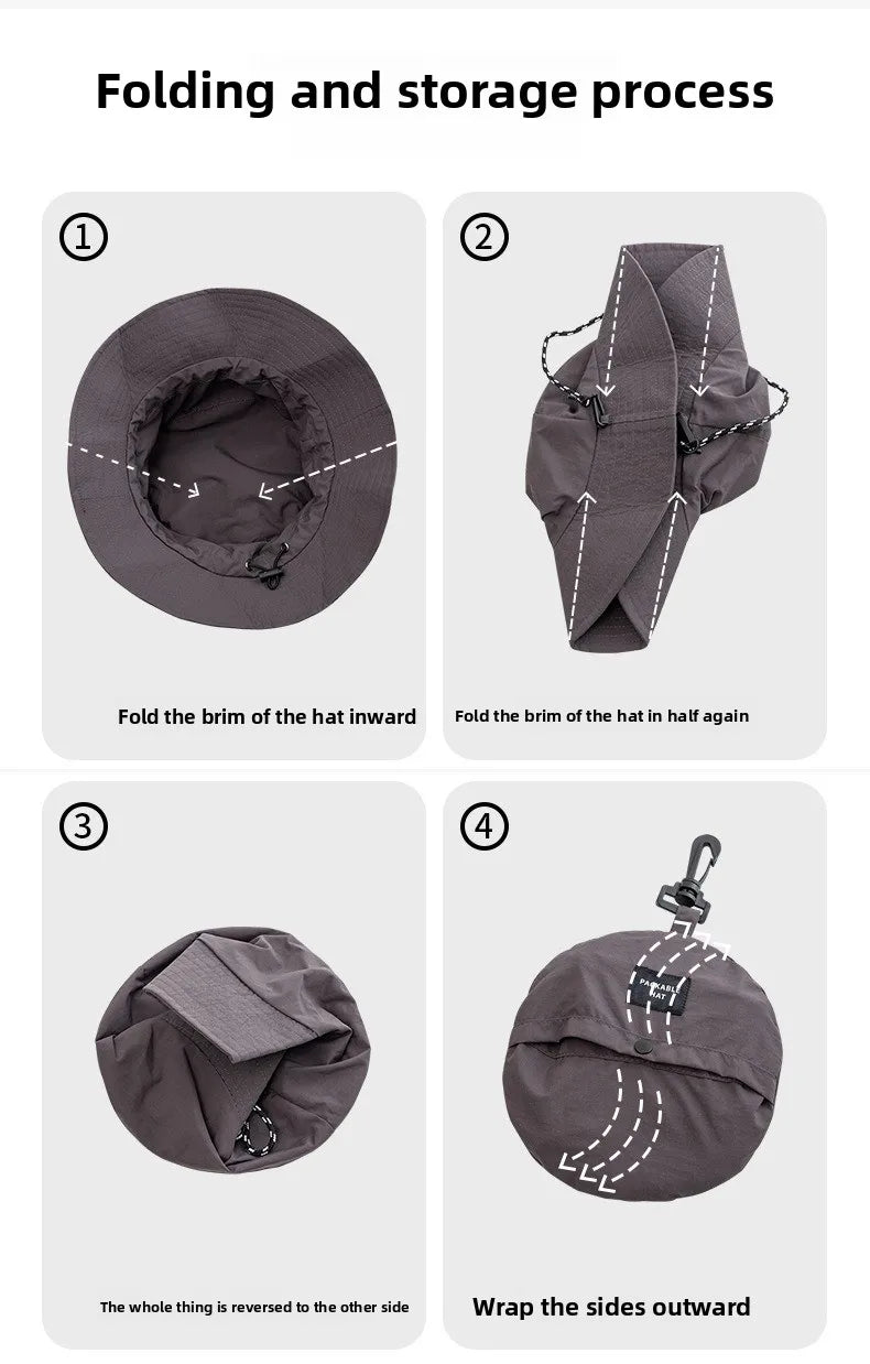 Outdoor fisherman hat with storage basin hat thin waterproof quick drying mountain hat men's sun shading and sun protection hat Zpaxo