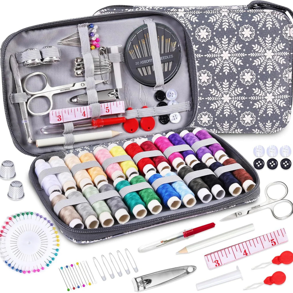 Needle Portable Mini Travel Household Sewing Box Set Sewing Kit Storage Bags Sundries Organizer Home Tools Sewing Accessories Zpaxo gray print