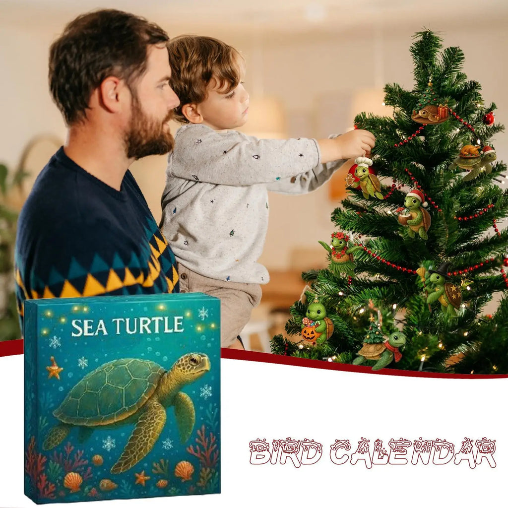 Christmas Sea Turtle Advent Calendar 24 Days 2D Acrylic Ornament