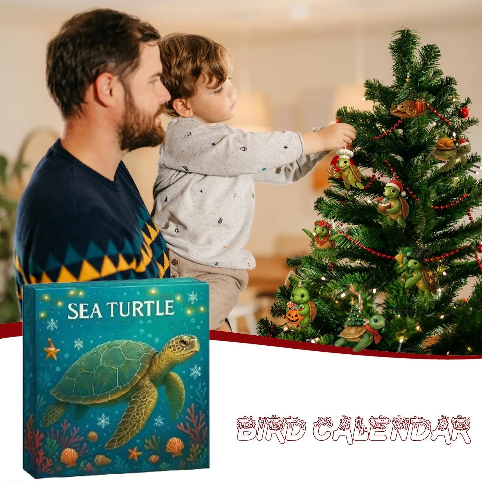 Christmas Sea Turtle Advent Calendar 24 Days 2D Acrylic Ornament