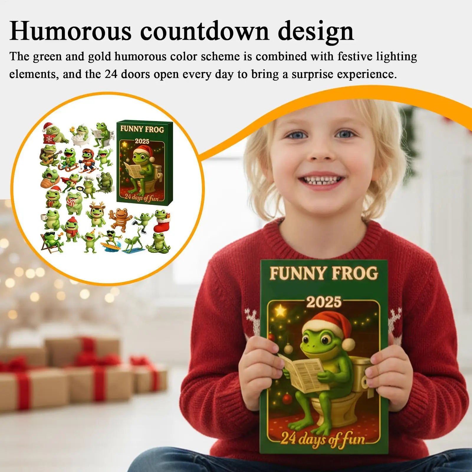 Christmas Advent Calendar 2D Acrylic Frog Ornaments 24 Days Countdown