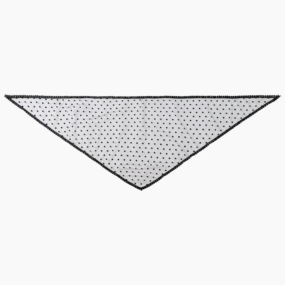 New White Dot Lace Scarf Thin Embroidery Foulard Bandana Head Covering Hair Accessory Wedding Triangular Headscarf Women Zpaxo