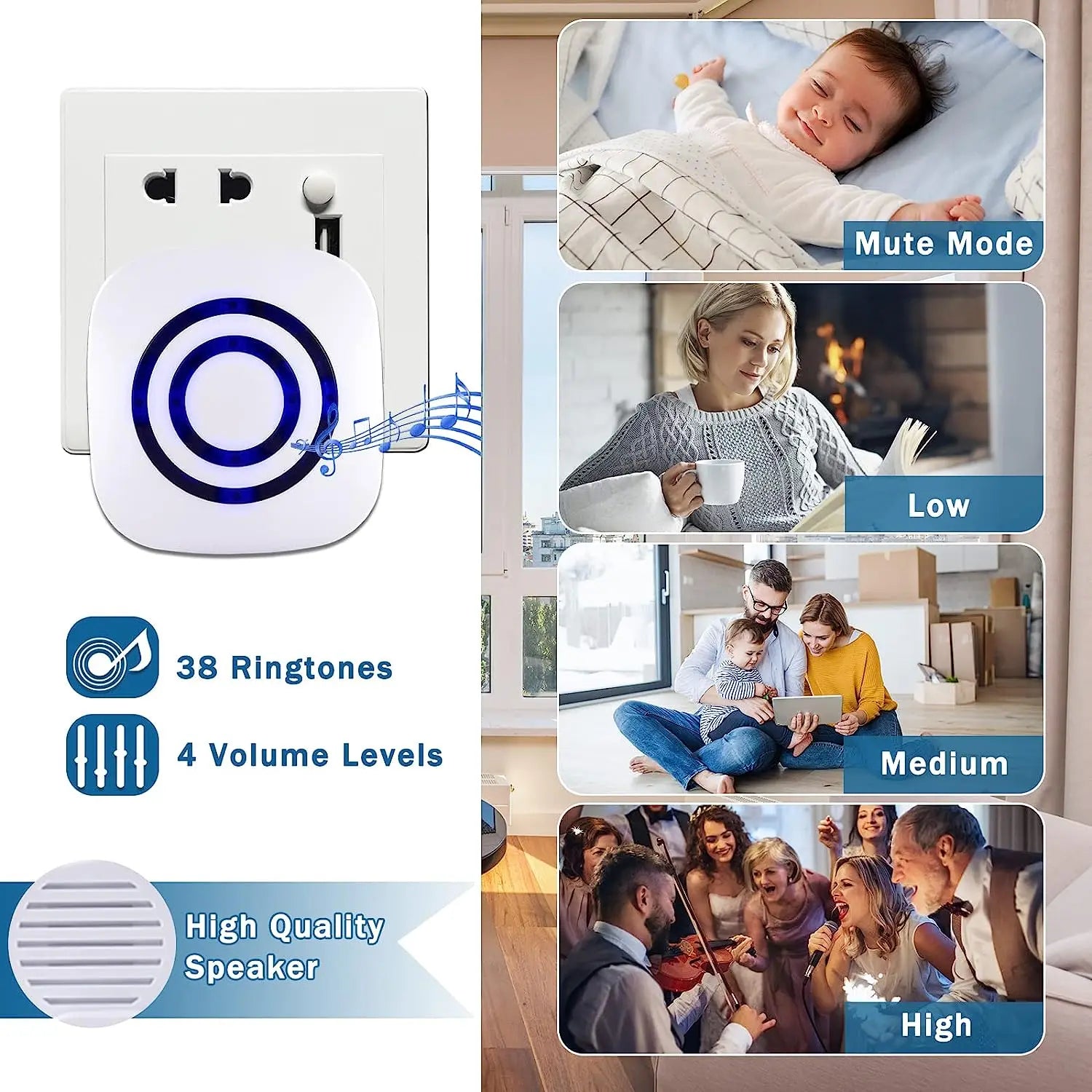Motion Sensor Alarm 38 Chime Tunes Long Range Wireless Driveway Alarm Indoor Home Security System Electric Doorbells Zpaxo