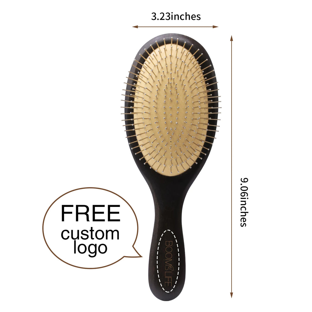 Steel Hair Brush Women Custom Name Wood Hair Brush Metal Stainless Pin Hairbrush Head Scalp Massage Comb Brosse Cheveux Femme Zpaxo steel brush custom China Mainland