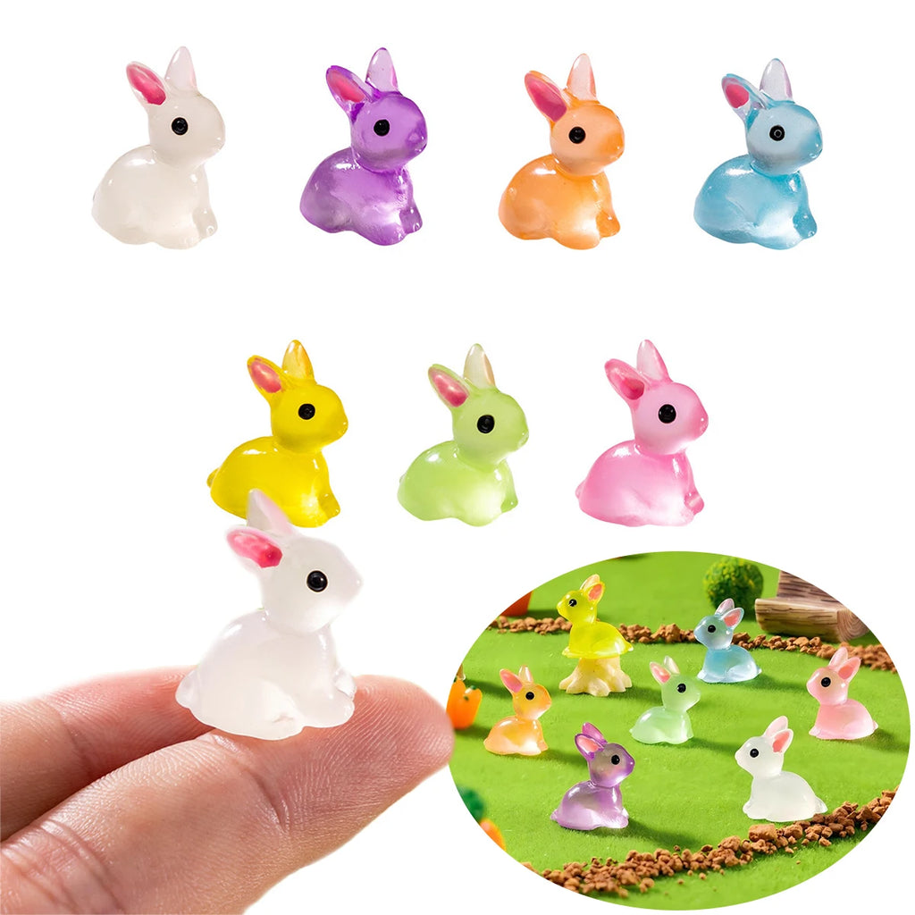 Glow-in-the-Dark Bunny Figurines | Fairy Garden Terrarium Decor