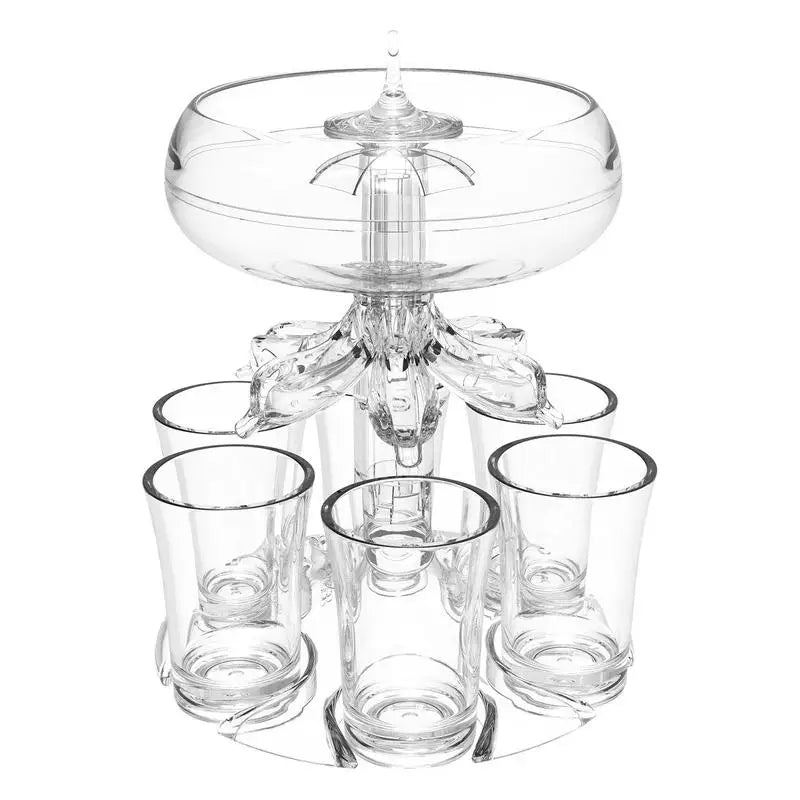 Party Drink Shot Dispenser with 6 Shot Glasses Set Acrylic Holder Drinking Game Tool Family Gathering Bar Wine Glass Set Zpaxo