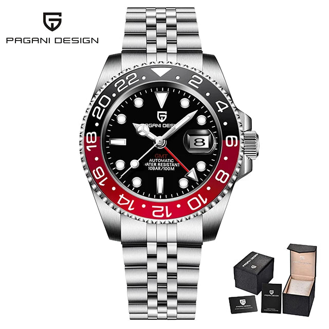 New GMT Watch PAGANI DESIGN 40mm Men Wristwatch Classic Luxury Mechanical Watches Top Brand 100M Waterproof Watches for Man 2026 Zpaxo Jubilee black red United States