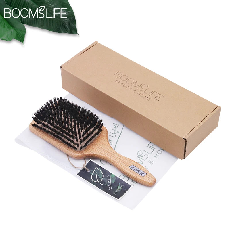 Brosse Cheveux Femme Boar Bristle Hair Brush Women Combs for Hair Detangle Brush Wood HairBrush Barber Comb Scalp Massage Brush Zpaxo