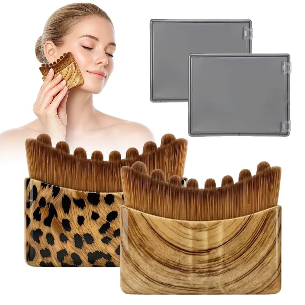 Leopard Print Lymphatic Contour Face Brush Square Shape Reduce Zpaxo