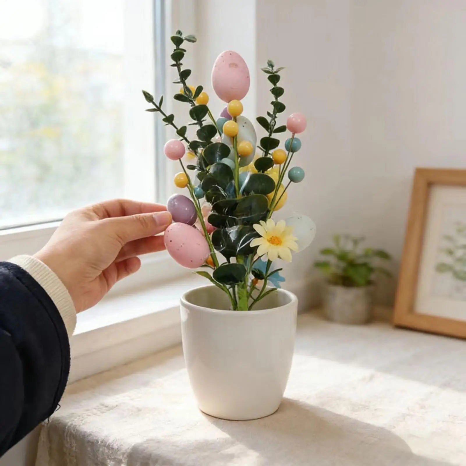 Easter Egg Stems Artificial Flowers Spring Home Decor Vase