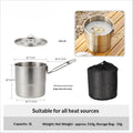 Outdoor 304 Stainless Steel Pot Camping Picnic Equipment Complete Set of Cooking Utensils Portable Hanging Pot Boiling Pot Zpaxo Handle style