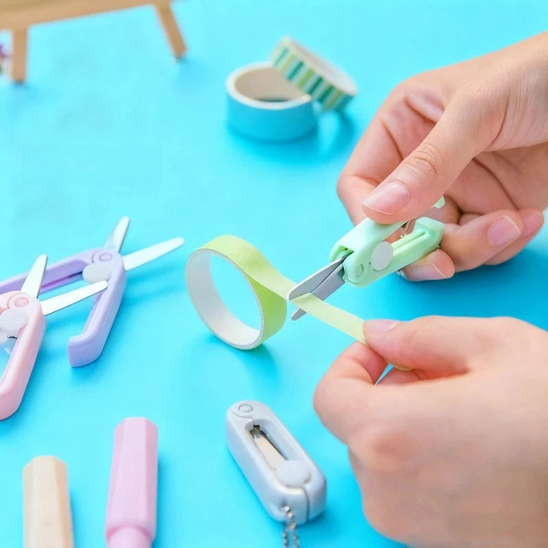 Morandi Portable Mini Scissors Creative Extendable and Foldable Mini Scissors Multi-functional Safe and Cute Little Scissors Zpaxo