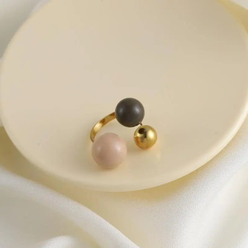 Fashionable Candy Spherical Enamel Droplet Ball Ring Adjustable Open Zpaxo F
