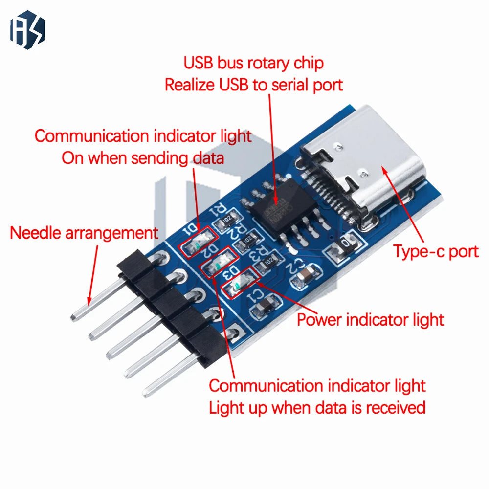 CH340N Type-c TTL Converter Module 5V 3 3V DC Serial Adapter Ideal Zpaxo