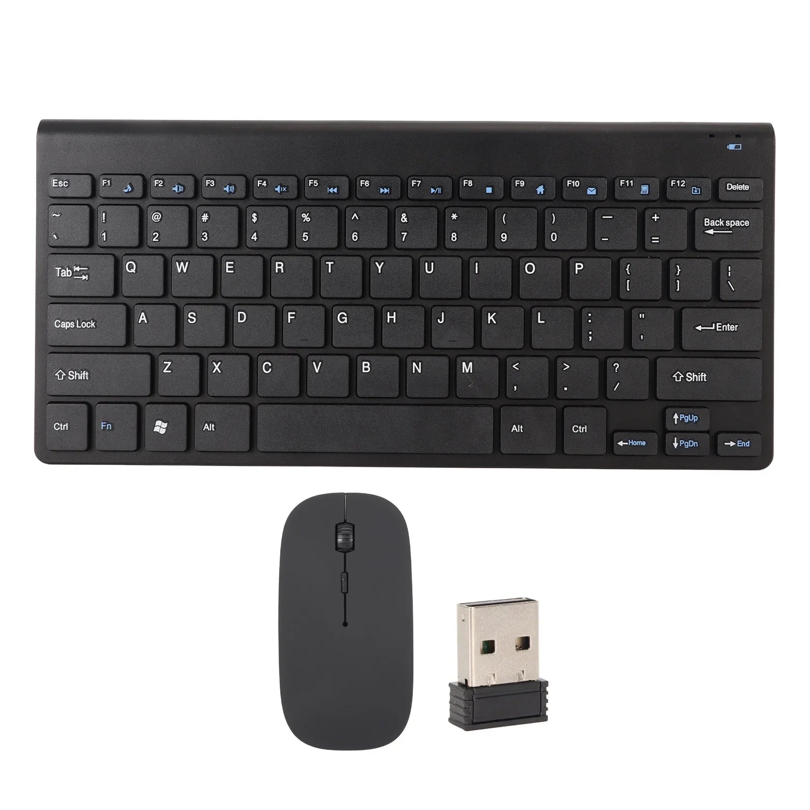 Wireless Keyboard Mouse Slim Key Combo Portable Beautiful Power Zpaxo black