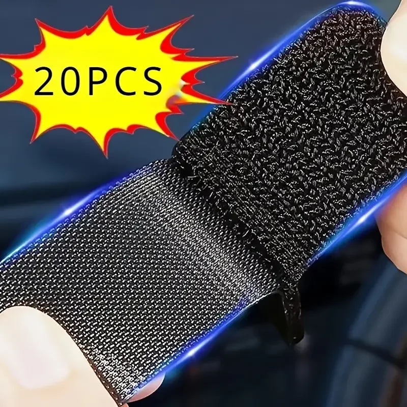 20pcs Rectangular Carpet Grips - Double Sided High Adhesive Non-Slip Patches for Car & Home Mats, Hook & Loop Fastener Zpaxo
