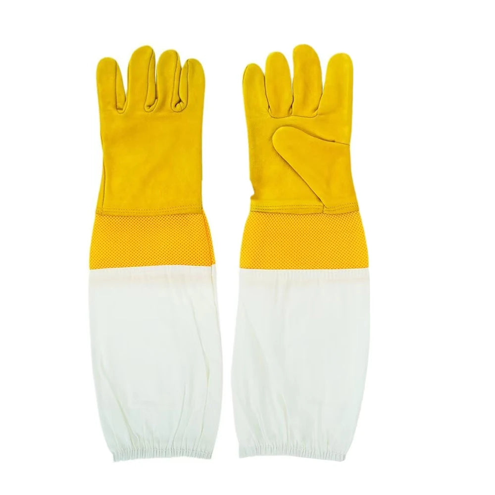 Beekeeper Protective Gloves Anti Bee Breathable Goatskin Yellow