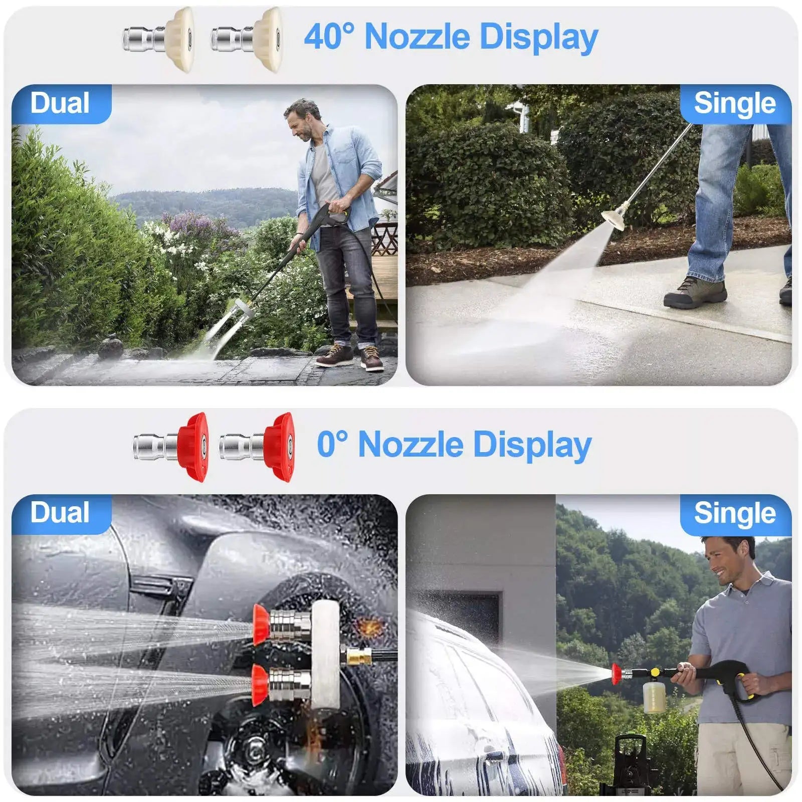 Dual Pressure Washer Nozzle Tip Cleaning 1 Quick Connect Spray 0 Red