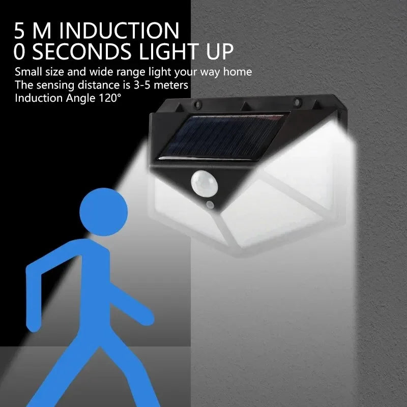 100LED Solar Motion Sensor Outdoor Wall Light – IP65 Waterproof