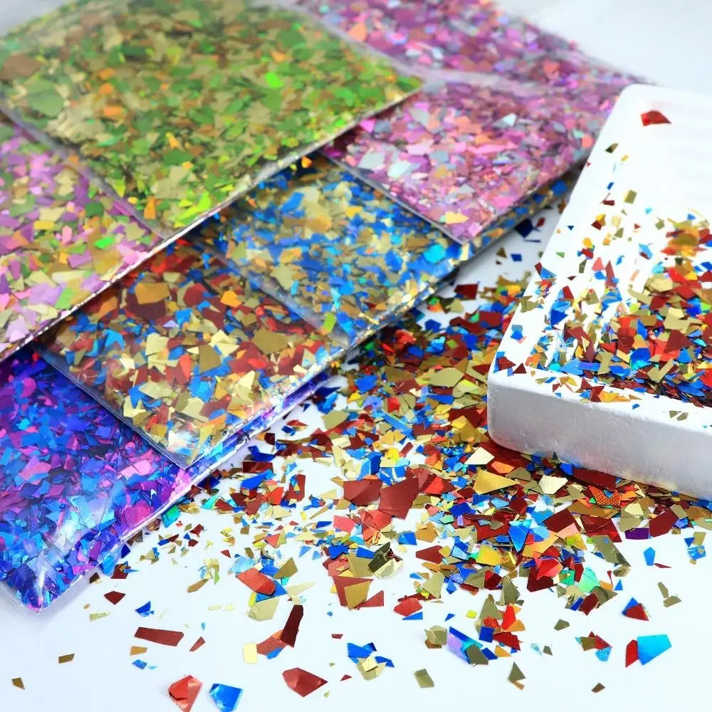 Iridescent Nail Art Sequins Irregular Shape Shiny Fragment Zpaxo