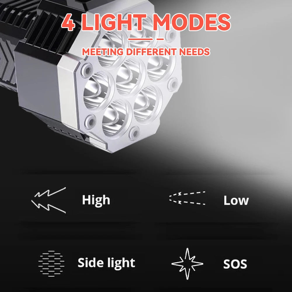 Rechargeable LED Camping Flashlight – 7 LED + COB Side Light