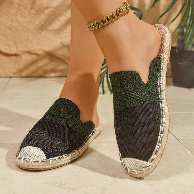 Women's Breathable Round Closed Toe Blocking Vintage Slippers 2026 Zpaxo