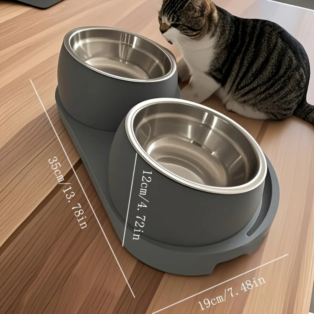 Heavy-duty Modern Elevated Dual Pet Food and Water Bowls • Detachable and Easy to Clean • Space-saving Dual-compartment Feeding Zpaxo