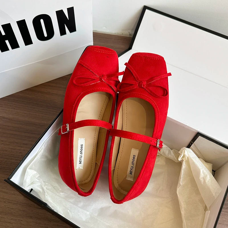 Spring Butterfly-knot Women Ballet Shoes Fashion Outdoor Dress Female
