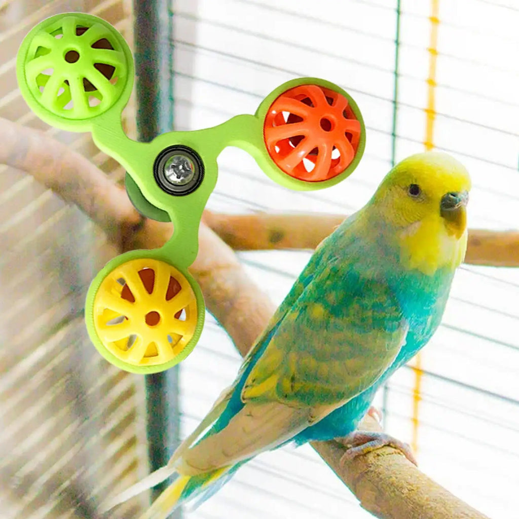 Bird Toys Fun Rotating Windmill with 3 Bells Bird Cage Toys for Parakeet Conure Cockatiel Lovebird Enrichment Play Chewing Zpaxo