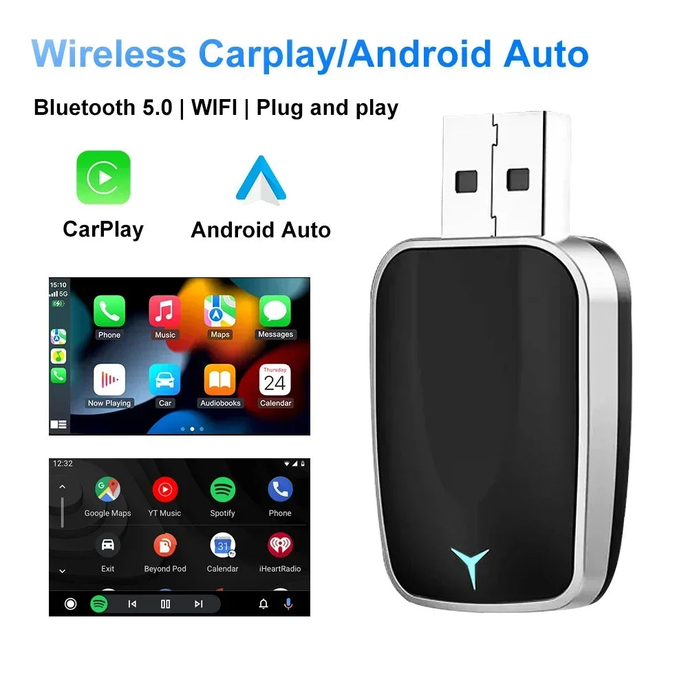 2026 Carplay Android Auto Wireless Adapter Wired Plug Play Fast Zpaxo